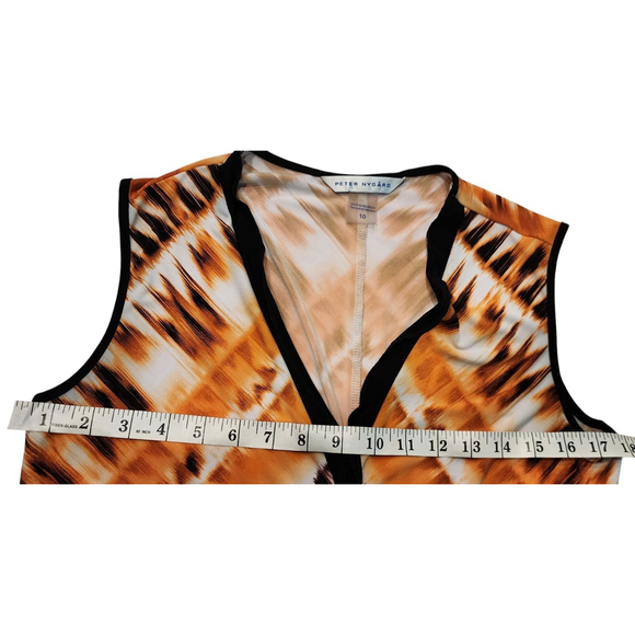 Peter Nygard Sleeveless Deep V-Neck Maxi Asymmetric Dress Women's 10 Pink Black - Picture 11 of 12